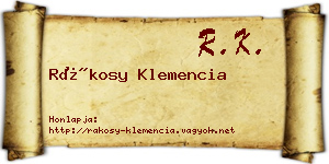 Rákosy Klemencia névjegykártya
